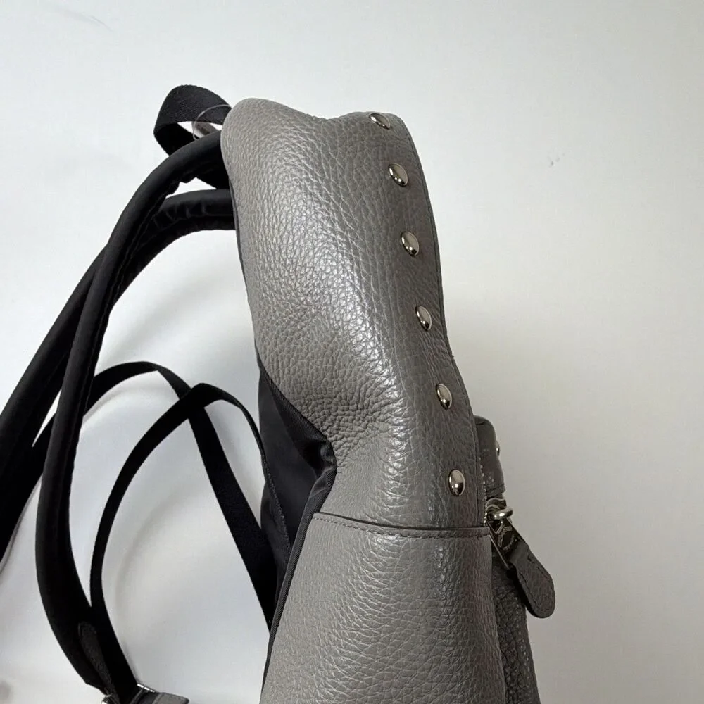Coach Gray Medium Backpack Studded Zip Closure Adjustable Strap Pockets Lined